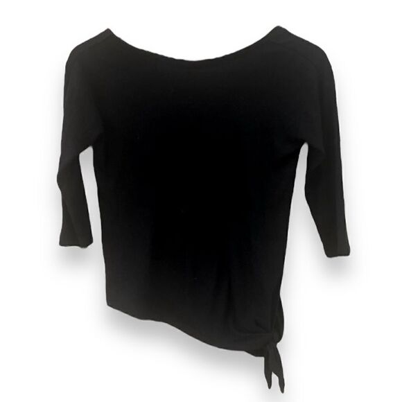 Zellla Side Knot Asymmetrical Shirt Sz 10/12 Black 3/4 Sleeves - Picture 2 of 8